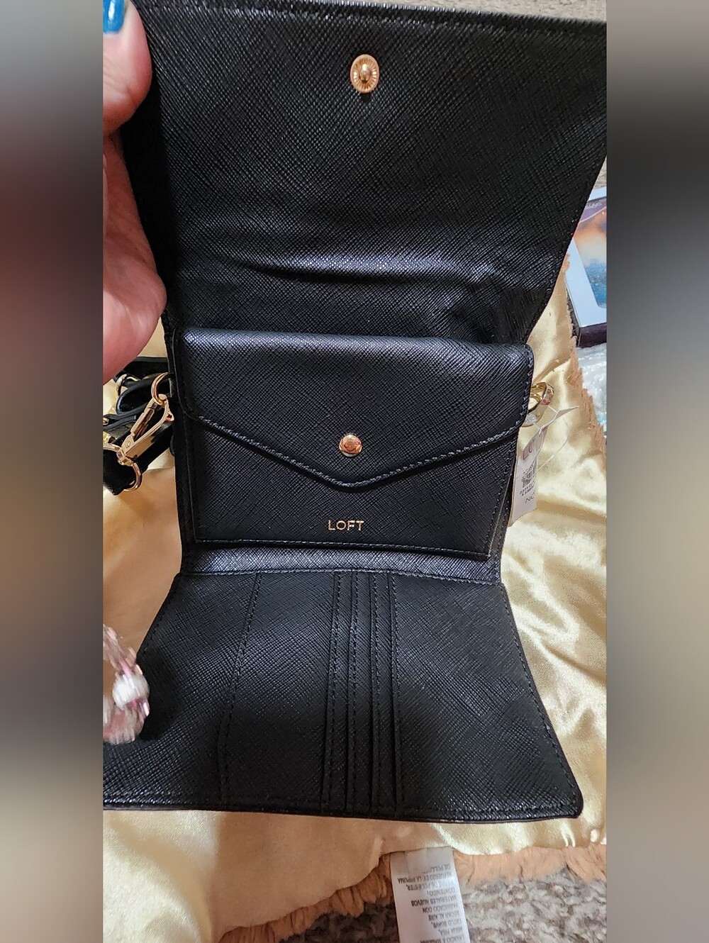LOFT Leopard Print Crossbody Bag - Black Strap - Picture 2 of 3